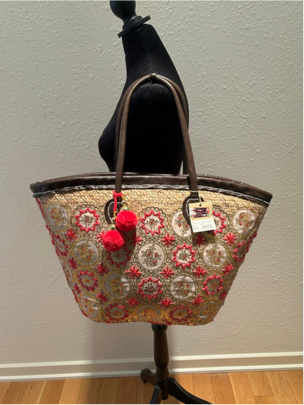 Women's Target Limited Edition Applique Tote Bag One Size Beige Pink 21” x 15”